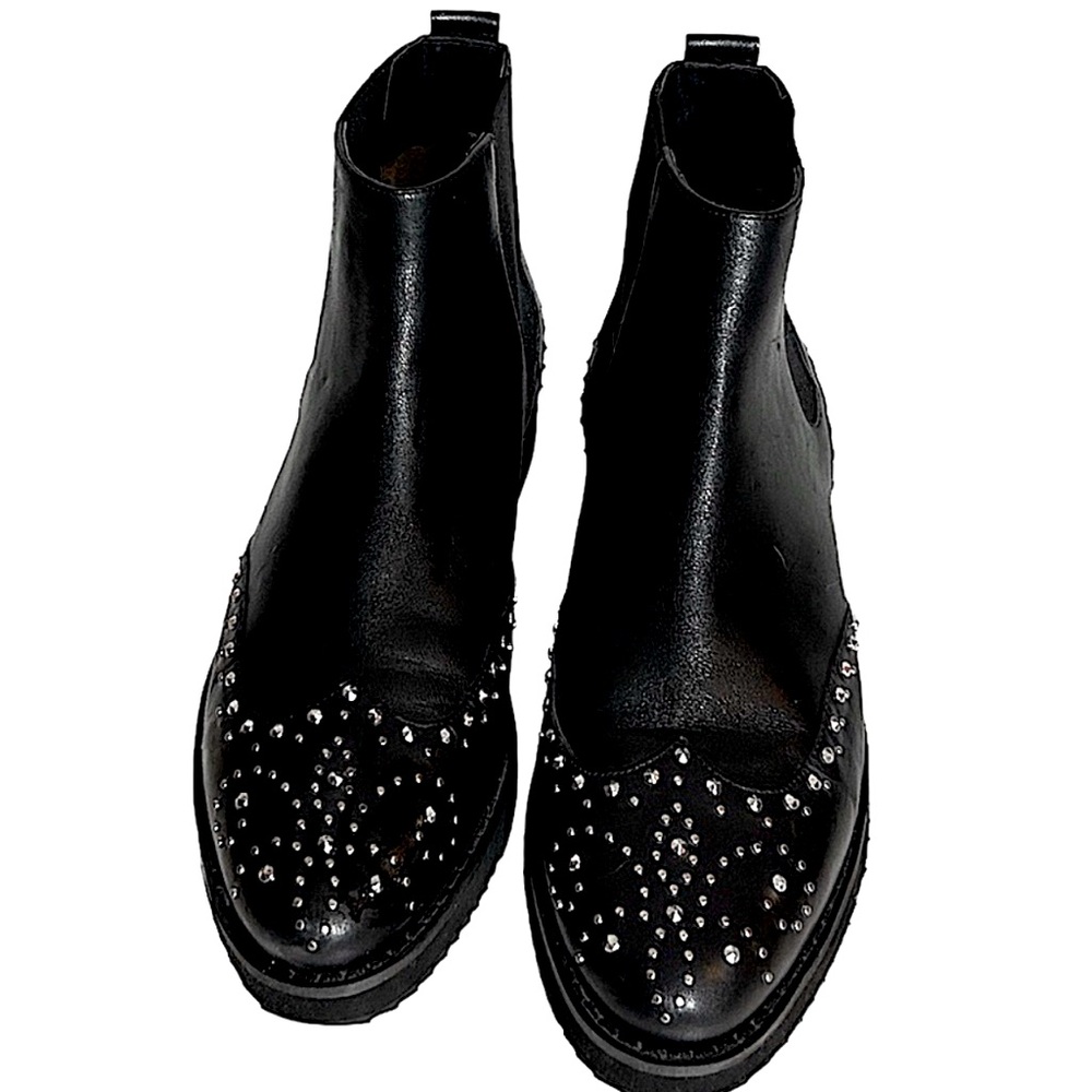 MICHAEL KORS Sofie Studded Leather Chelsea Boots Black Size 8